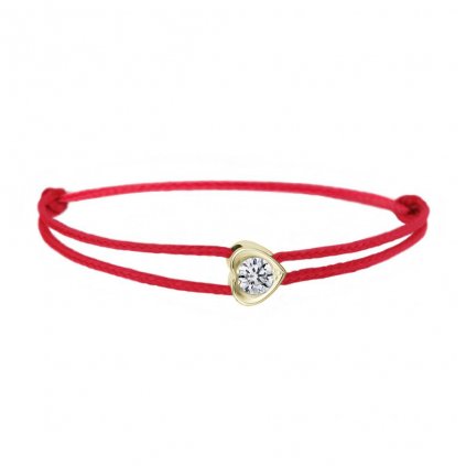 Provázkový náramek Pure Love ze žlutého zlata s lab-grown diamantem, růžový