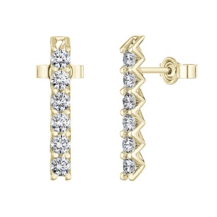 Náušnice ze žlutého zlata s lab-grown diamanty Pure Line 6