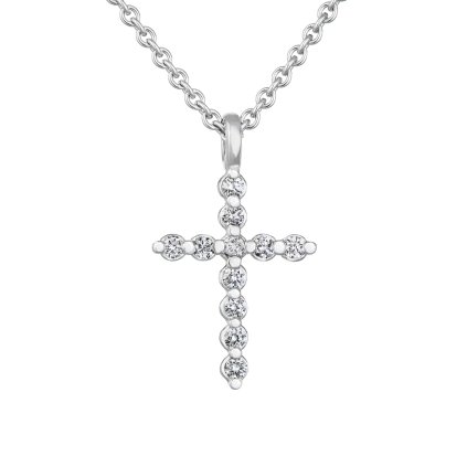 Přívěsek z bílého zlata s lab-grown diamanty Little Cross