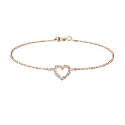 Náramek z růžového zlata Little Heart s diamanty