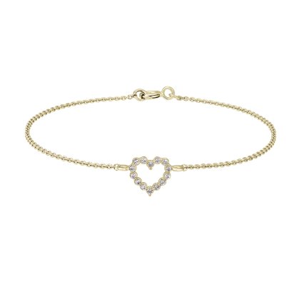 Náramek ze žlutého zlata Little Heart s diamanty
