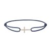 Provázkový náramek Little Cross z růžového zlata a lab-grown diamanty, tmavě modrý