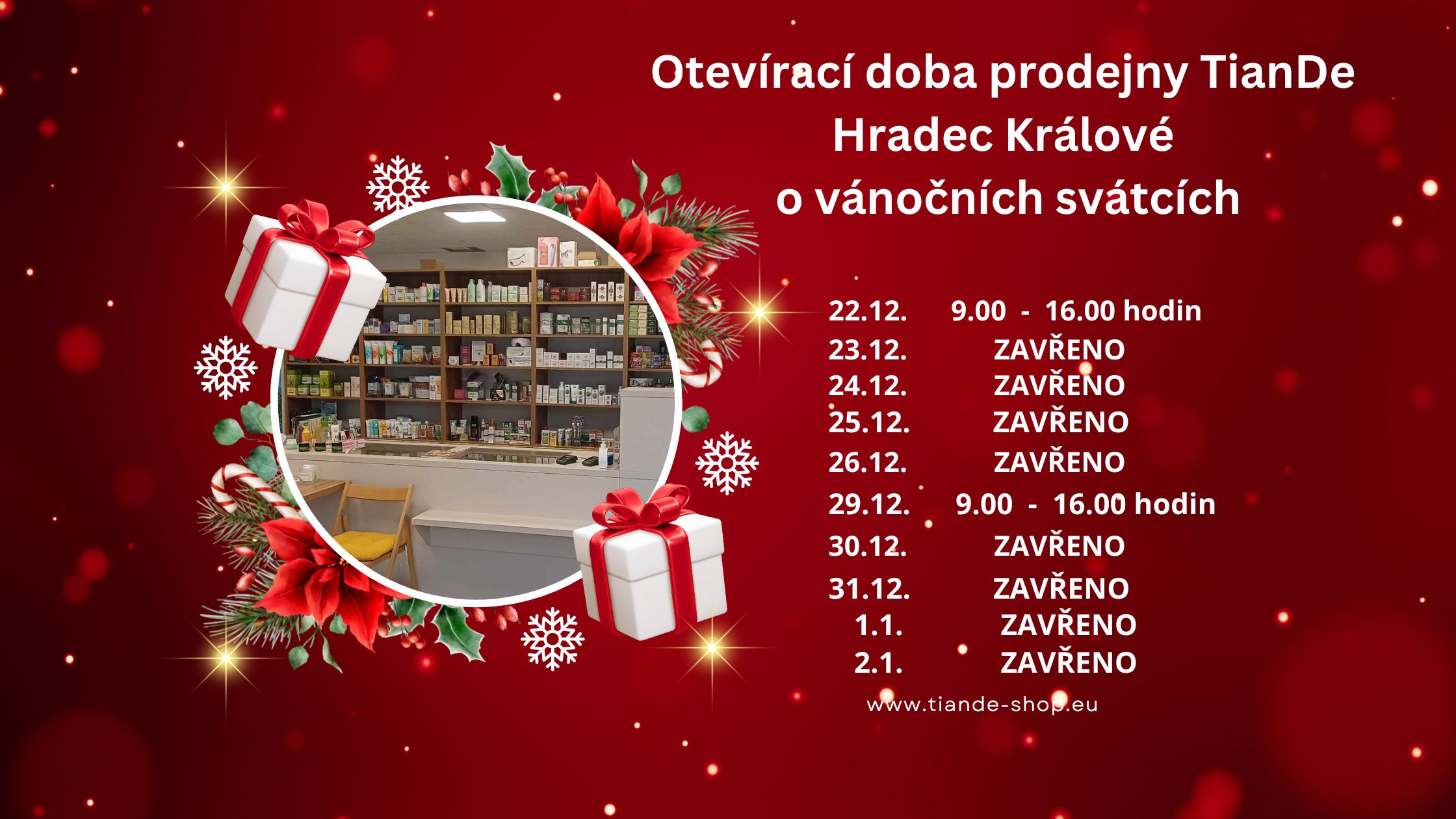 Vánoční otevírací doba prodejny