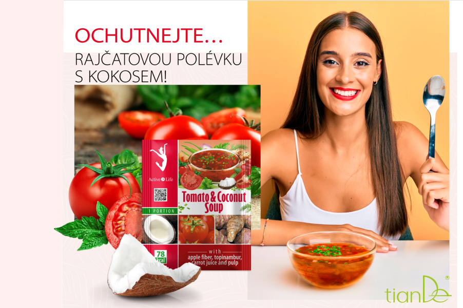 Rajčatová polévka s kokosem (Prezentace)