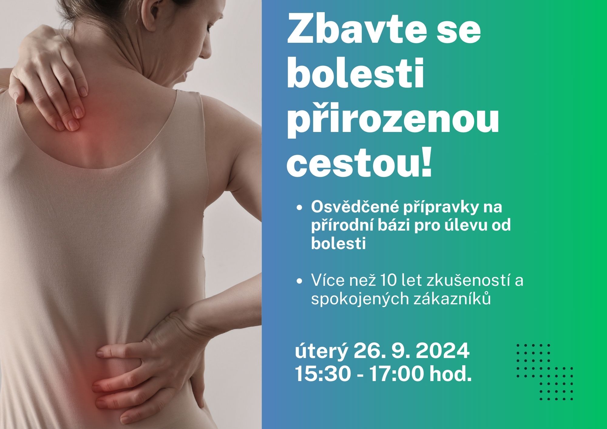 Pozvánka na speciální odpoledne v prodejně TianDe - Osvědčené přípravky pro úlevu od bolesti