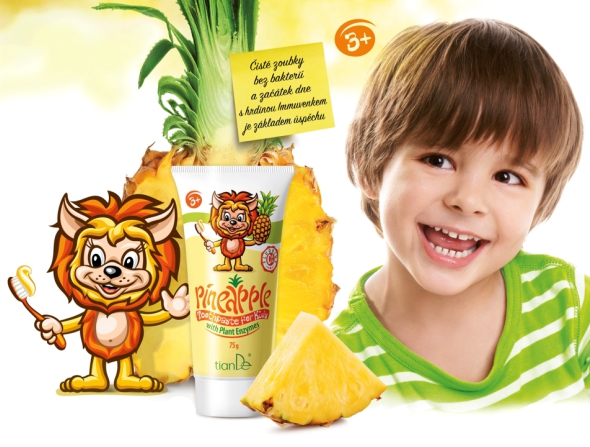Dětská zubní pasta "Ananas" s rostlinnými enzymy (Prezentace)