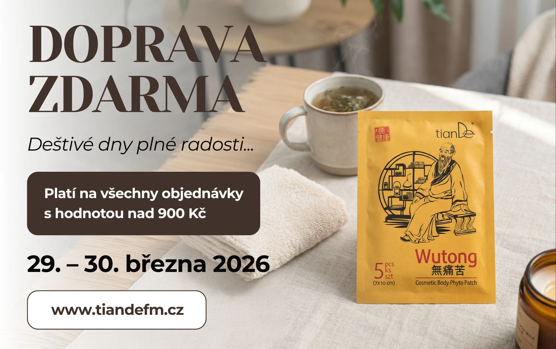 Doprava ZDARMA jen 29.–30. března 💌