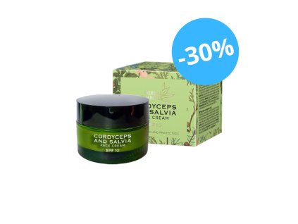 SLEVA 30% Pleťový krém s cordycepsem a šalvějí Herbal Energie, 50g (EXP 11/25)  Body: 11,5