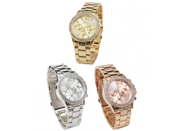 Dámské luxusní hodinky - zlaté/stříbrné/ bronzové - SLEVA 60% (Barva Zlatá)