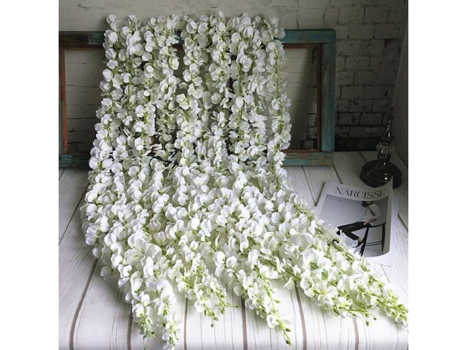 Dekorace- umelé kvety vhodné na svadbu, oslavy, záhradu 120 cm- 4 farby (Farba Biela)