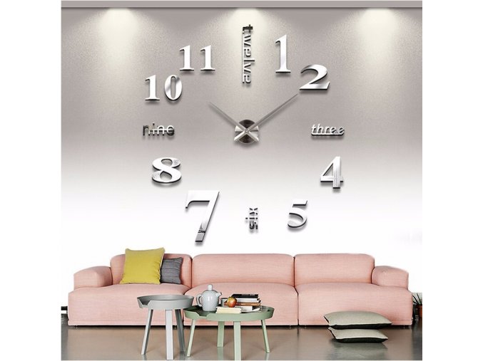 Akrylové dekorativní hodiny na zeď - různé barvy - SLEVA 60% (Barva Stříbrná)