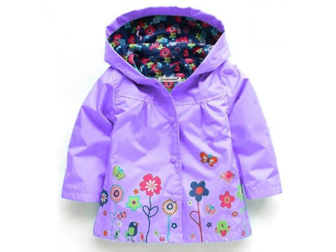 Detské oblečenia- jarné veselé nepremokavé bundy pre dívky- viac farieb (Farba Čierna, Velikost 24m)
