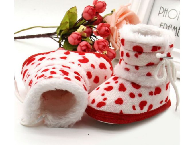 Detské topánky- teplé zimné válenky capáčky sa skvrnami- 3 farby (Farba Červená, Velikost S)