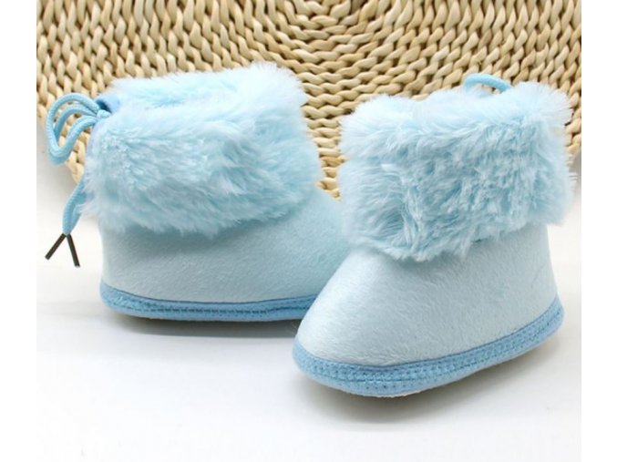 Dětské boty- dětské zimní botičky do kočárku pro nejmenší modré, růžové s kožíškem- VÝPRODEJ SKLADU (Barva Růžová, Vel S)