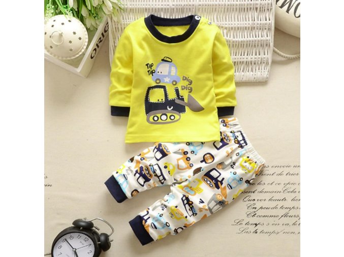 Detský set tričko s dlhým rukávom a tepláky Autá (Velikost 12m)