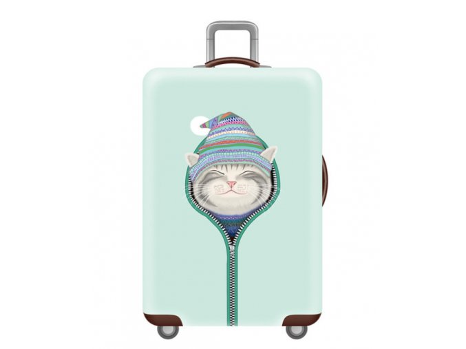 Elastický poťah na kufor, batožinu štyri veľkosti Usmievavá mačka (Velikost L)