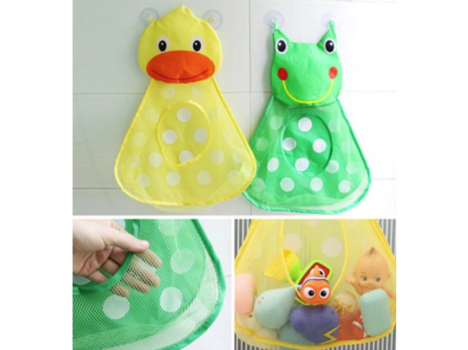 Kúpeľne- praktická sieť na hračky do kúpeľne Kačica, Žaba (Farba Zelená)