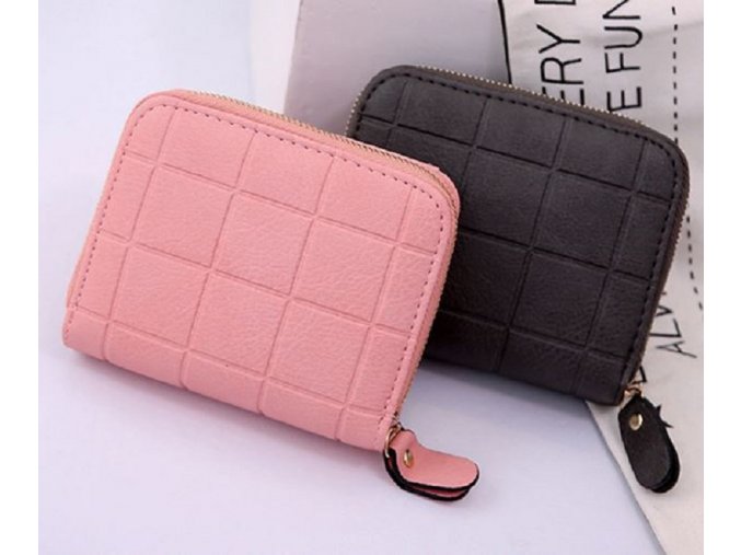 Malá dámská peněženka na zip do kabelky (Barva: růžová)