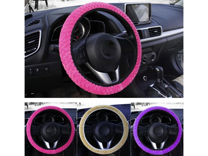 Ochranný elastický kryt, poťah na volant plyšový - viac farieb (Farba Čierna)