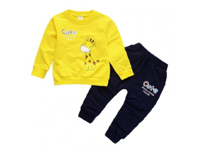 Pre deti detské oblečenie dojčenské oblečenie - unisex Teplákovka s žirafou (Farba Žltá, Velikost 12m)
