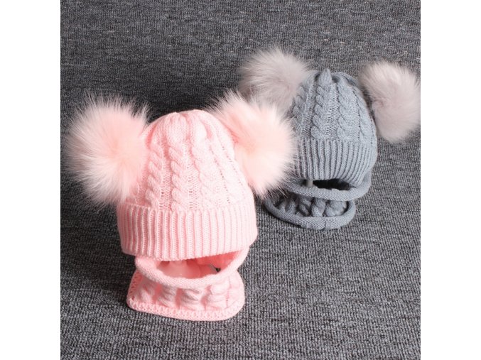 Pre deti zimné čiapky detské zimné čiapky zimné čiapočky - set čiapka + nákrčník - 5 farieb (Farba Béžová)