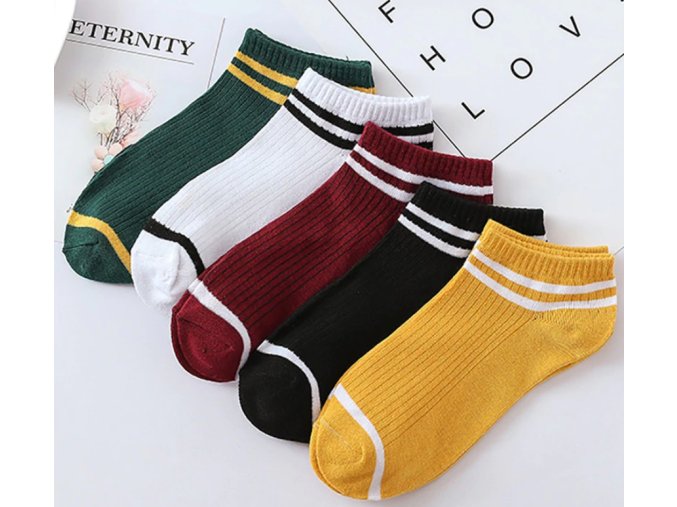 Retro členkové ponožky 5 párov (Farba Biela)