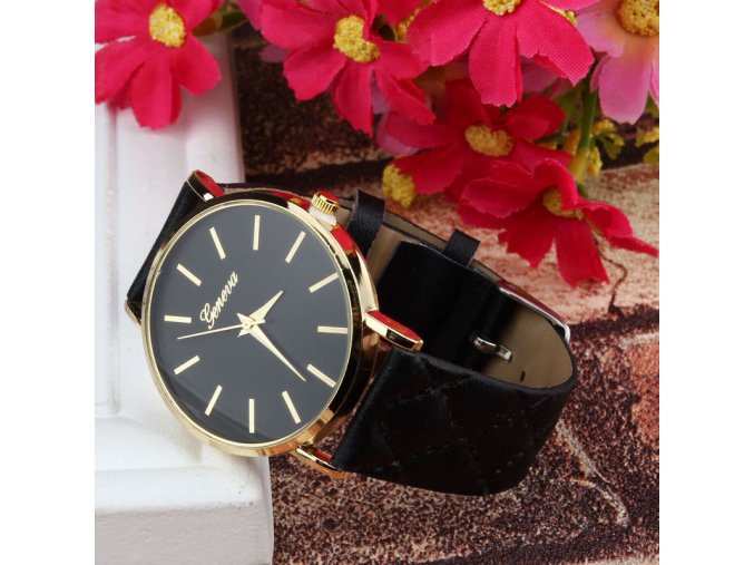 Stylové dámské hodinky s koženým páskem - SLEVA 80% (Barva Růžová)