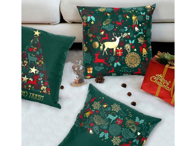 Vianočné dekorácie- Vianočný povlak na vankúš viac druhov 45x45cm (Varianta 1)