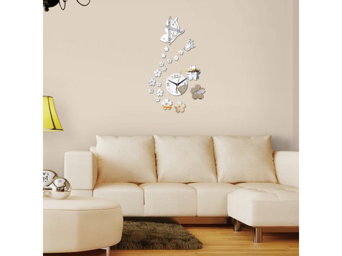 Akrylové samolepící dekorativní hodiny na zeď - SLEVA 60% (Barva Zlatá)