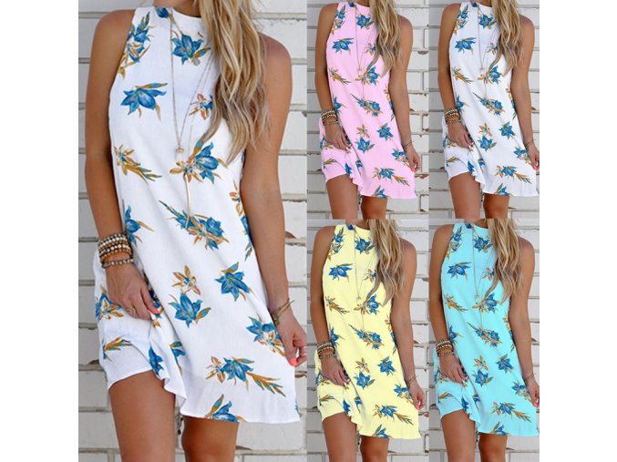 Dámské plážové letné šaty s kvetmi viac farieb až 3XL