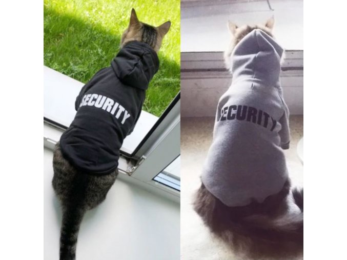 Oblečenie pre mačky - mačka - mikiny - mačacie mikina s nápisom security