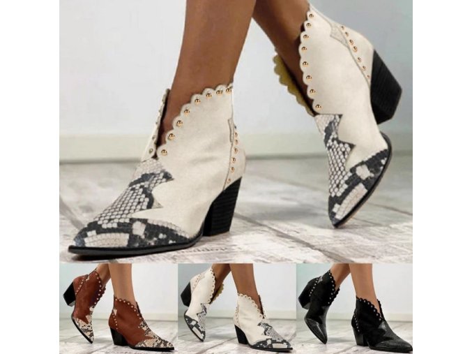 Topánky - zimné topánky - dámske jesenné topánky v kovbojskom štýle - dámske čižmy - darček pre ženu