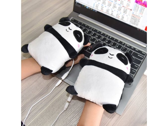 Rukavice - USB vyhrievaný ručné ohrievač panda - zima - vianočný darček - výpredaj skladu