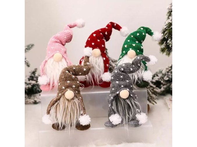 Vianoce - vianočné škriatok s čiapočkou so srdiečkami vo viacerých farbách - vianočné škriatok - vianočné dekorácie - výpredaj skladu