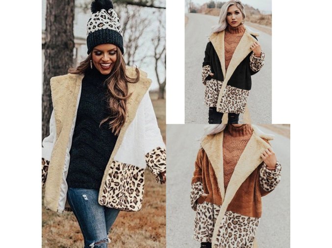 Oblečenie - kabáty - jesenné plyšový kabát s leopardím vzorom - dámske zimné kabáty - zimné kabáty - darček pre ženu