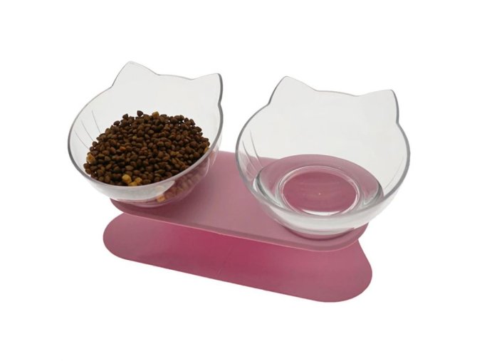 Mačky - dvojitá miska na vodu a žrádlo pre mačičku - chovateľské potreby - granule pre mačky