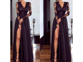 Dámské luxusní plesové černé společenské šaty (Vel XL)