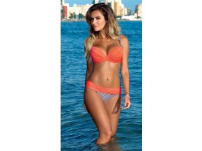 Dámské vyztužené push-up bikiny oranžové (Velikost XL)