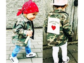 Dětské oblečení pro dívky a chlapce- podzimní ARMY stylová bunda se srdíčkem- VÝPRODEJ SKLADU (Vel 90)