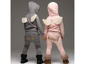 Dětské oblečení- hřejivé teplákové soupravy ANGEL šedá, růžová (Barva Šedá, Vel 130)