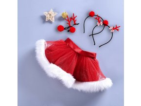 Detské oblečenie- Vianočný dievčenské set sukienka s čelenkou a sponkami Sob- 2 druhy (Farba Biela, Velikost 12m)
