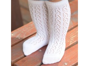 Dievčenské detské podkolienky, dlhé ponožky viac farieb (Farba Biela, Velikost S)