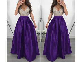 Dlouhé elegantní plesové šaty fialové až 3XL NOVINKA (Vel XXL)