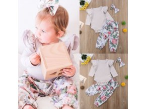 Oblečenie pre deti detské oblečenie oblečenie pre bábätká roztomilý set pre dievčatko - body + čelenka + nohavice (Velikost 100)