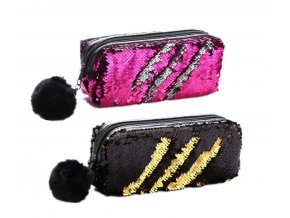 Penál nebo kosmetická taška s flitry do kabelky pro dívky- Vhodný jako dárek (Barva Růžová)