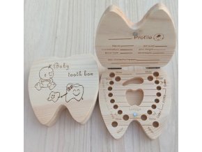 Pro děti- Dřevěná krabička na první dětské mléčné zoubky pro chlapce a dívky- VÝPRODEJ SKLADU (Varianta: 2)