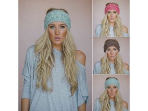 Pro ženy a dívky- teplá pletená zimní čelenka více barev- VÝPRODEJ SKLADU (Barva Žlutá)