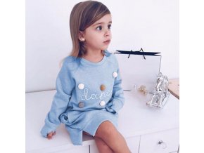 Pro děti- dívčí teplé šaty pohodlné modré- SLEVA (Vel 90)