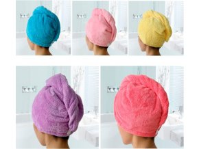 Ručníkový turban na mokré vlasy - ručník velmi dobře absorbuje (Barva: žlutá)