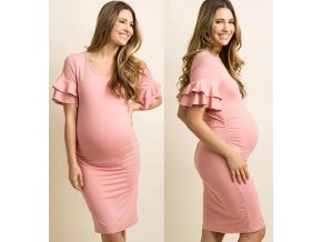 Těhotenské oblečení- společenské plesové růžové šaty NOVINKA (Vel XL)